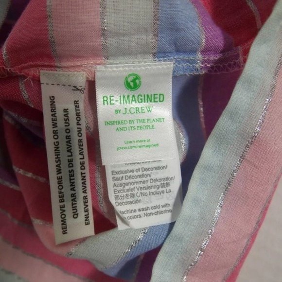 NWT J Crew AM634 Top S Colorful Metallic Candy Stripe Peasant Tassels Long Sleev - Picture 6 of 7